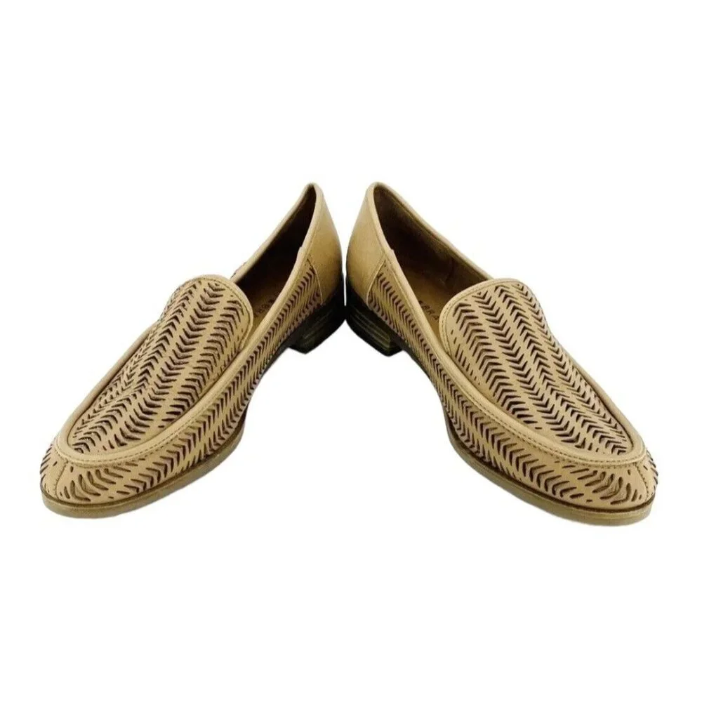 Lucky Brand Camdyn Brown Perforated Leather Loafer Flats Slip On SZ 8.5
